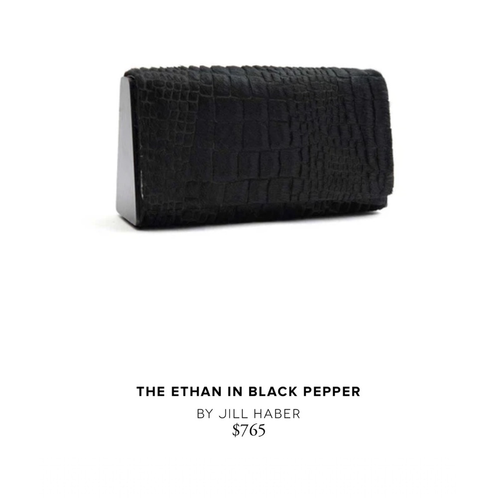 Authentic “The Ethan in Black Pepper” by: Jill Haber Black clutch